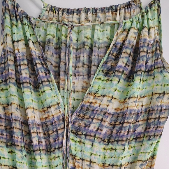 FREE PEOPLE GORGEOUS JEWEL TONE HAND-BLOCK PRINTED SILK MAXI DRESS Sz OS - Picture 3 of 16